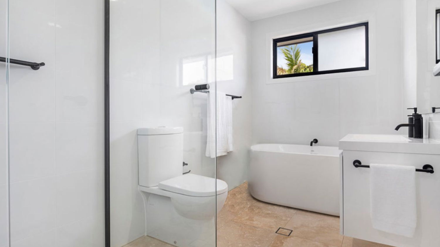 Bathroom with luxurious bath